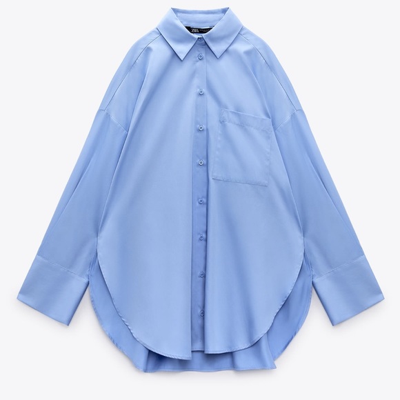 Zara Tops - Zara oversized blue long sleeve button down  shirt